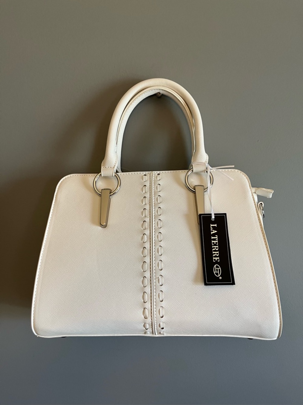 NWT  La Terre White Structured Shoulder/Crossbody/Handbag Satchel